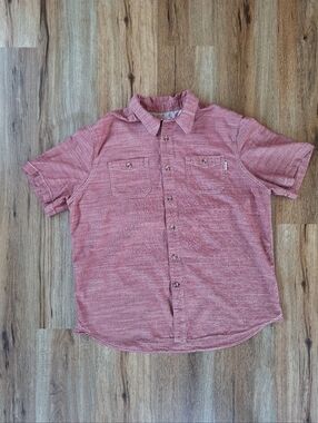 Woolrich Mens XL Chambray Button Up Shirt Short Sleeve Cotton Outdoor Workwear